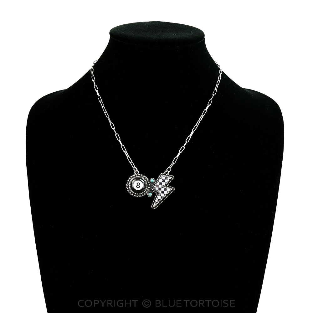 Western 8 Ball & Checker Thunder Necklace - Image 2