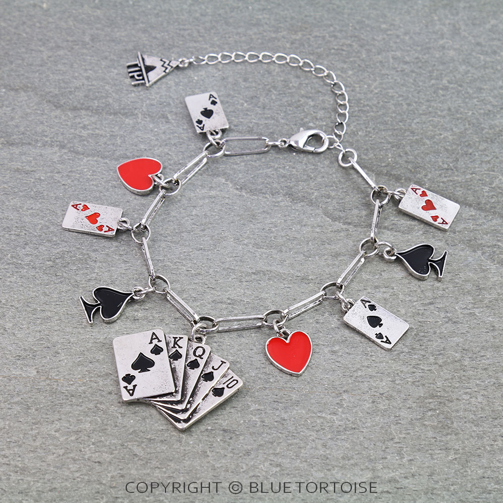 Western Poker Theme Charm Link Bracelet