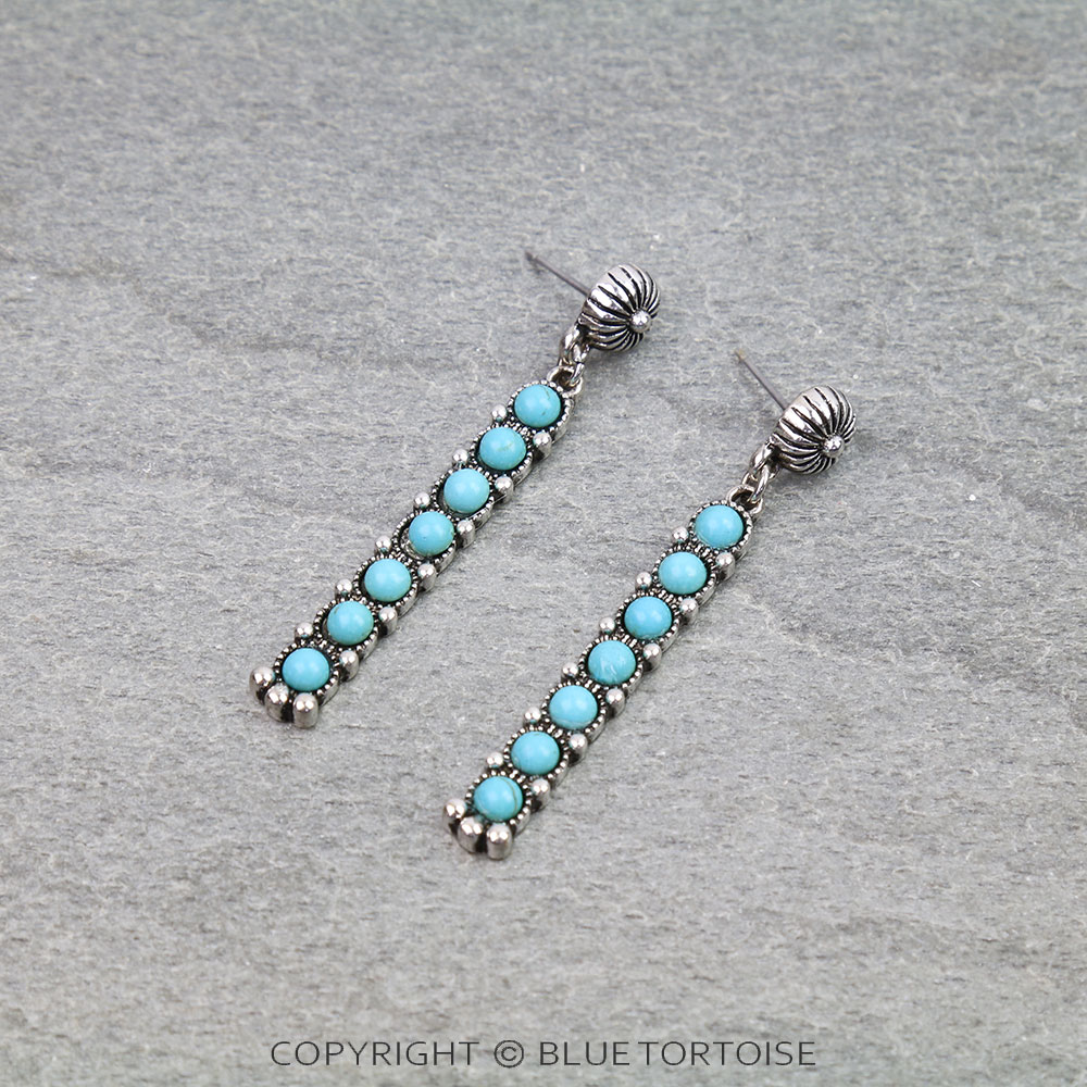 Western Stone Bar Stud Earrings