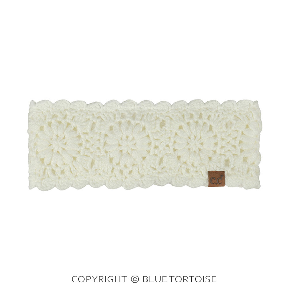 C.C Flower Pattern Crocheted Solid Headwrap Winter Headband