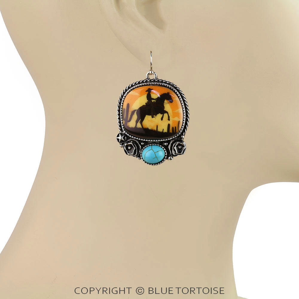 Western Rodeo Portrait Dangle Earrings - Image 2