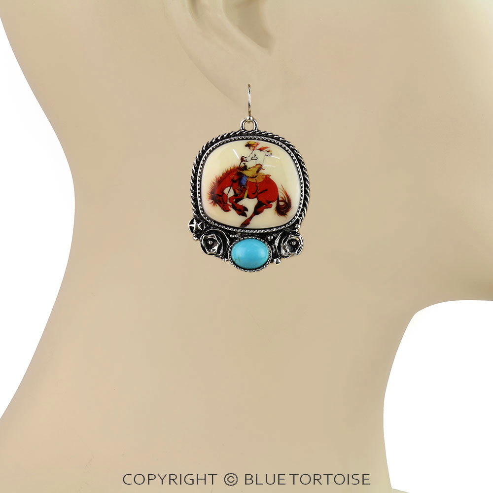 Western Rodeo Portrait Dangle Earrings - Image 2