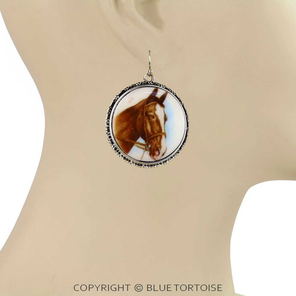 Western Horse Portrait Dangle Earrings - Image 2