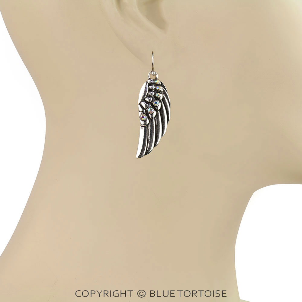 Western Feather Wing AB Dangle Earrings - Image 2