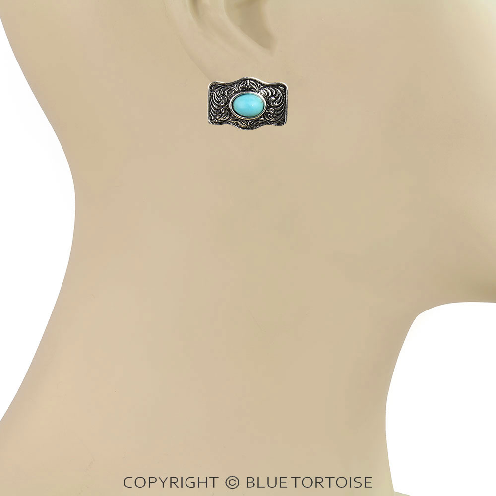 Western Small Concho Stud Earrings - Image 2