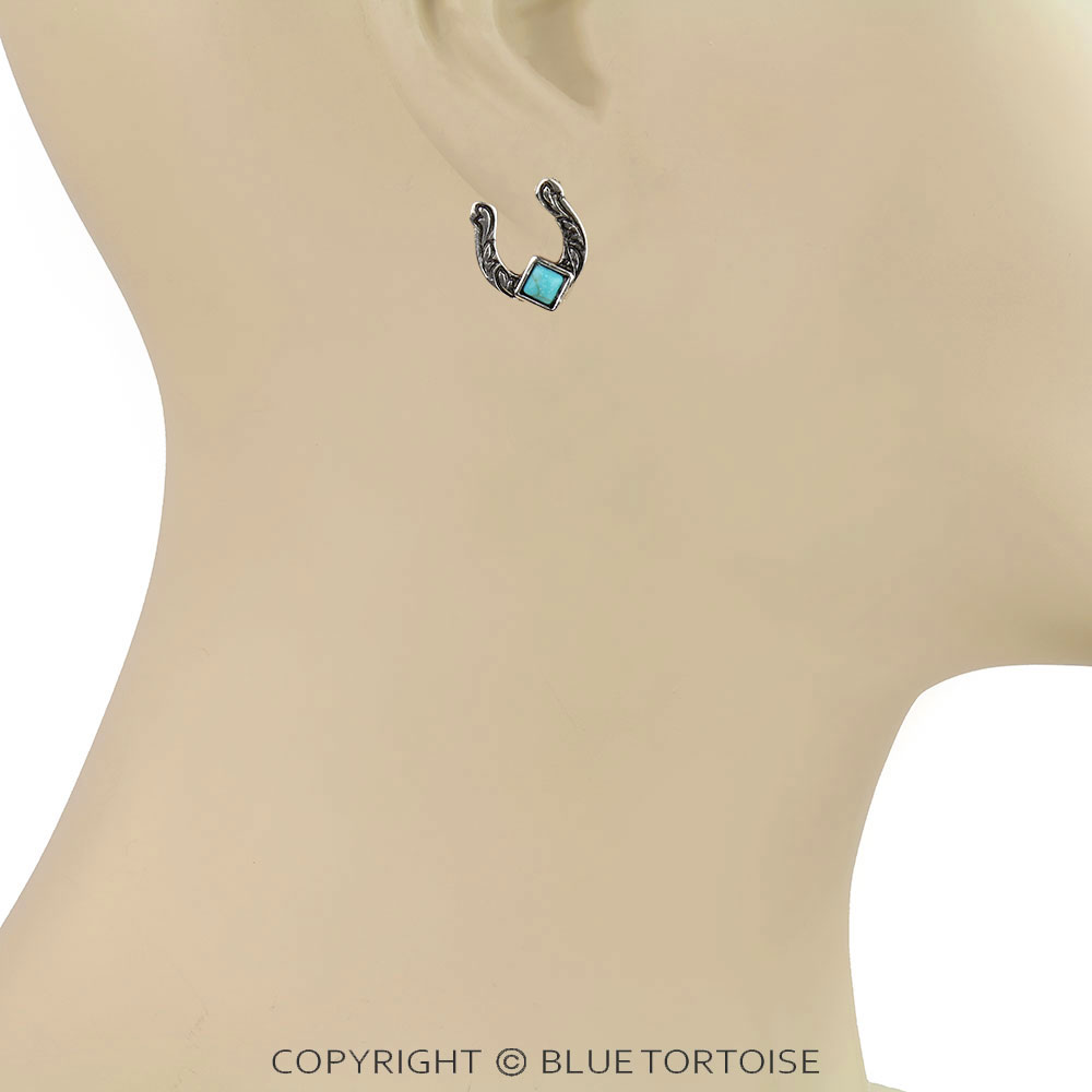 Western Small Horseshoe Stud Earrings - Image 2