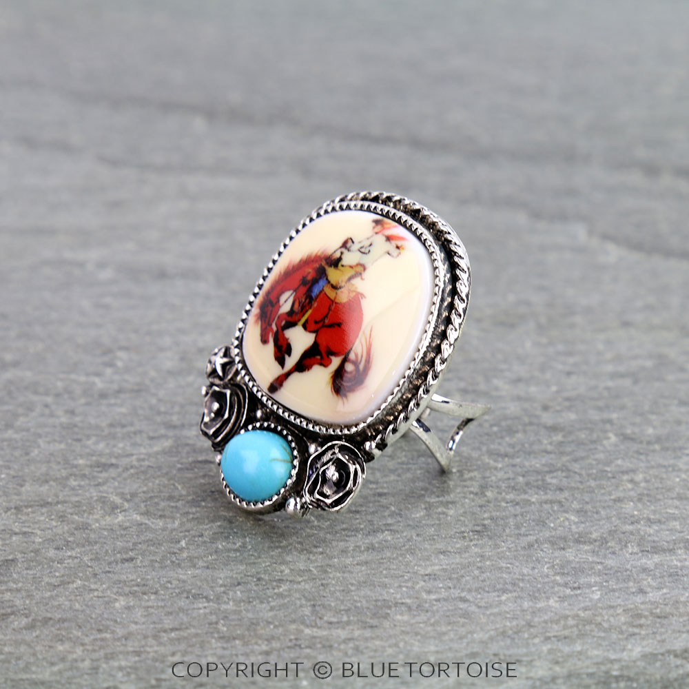 Western Rodeo Portrait Cuff Ring - Image 2