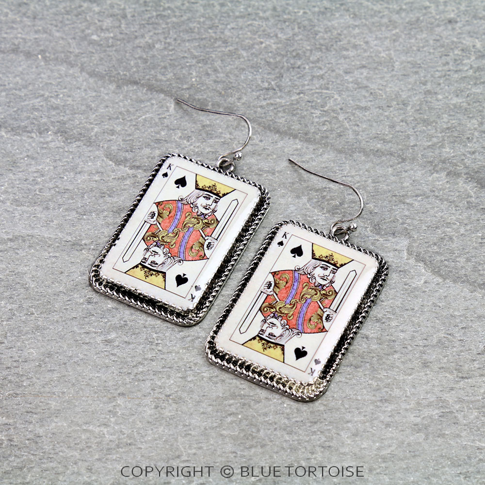 Western Vintage Spade King Card Dangle Earrings