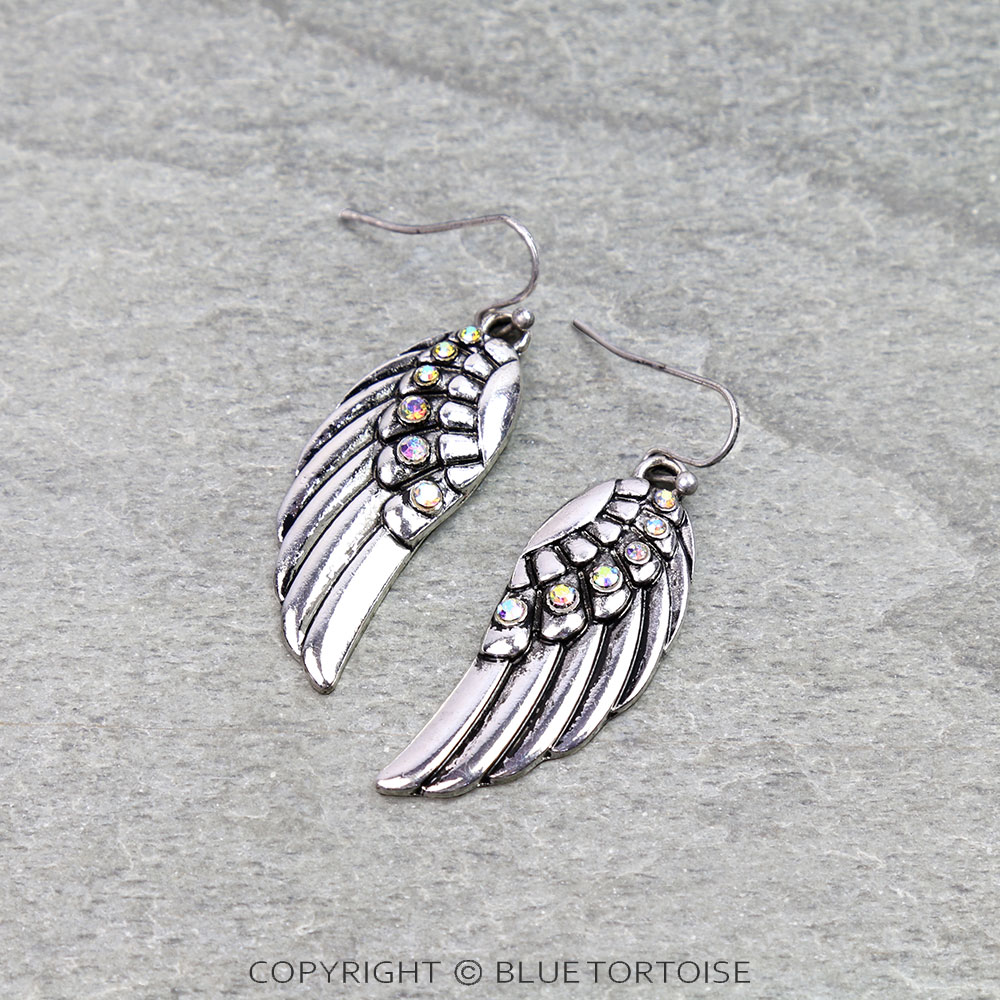 Western Feather Wing AB Dangle Earrings