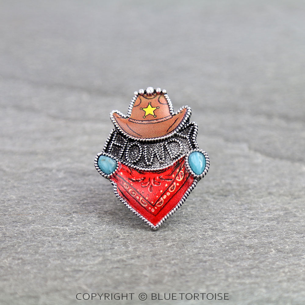 Western Howdy Print Stretch Ring