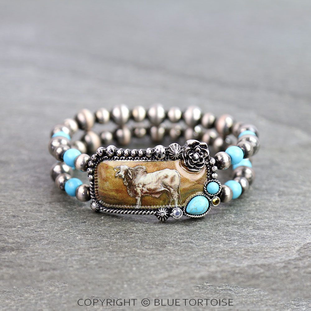 Western Brahman Bar Stretch Bracelet
