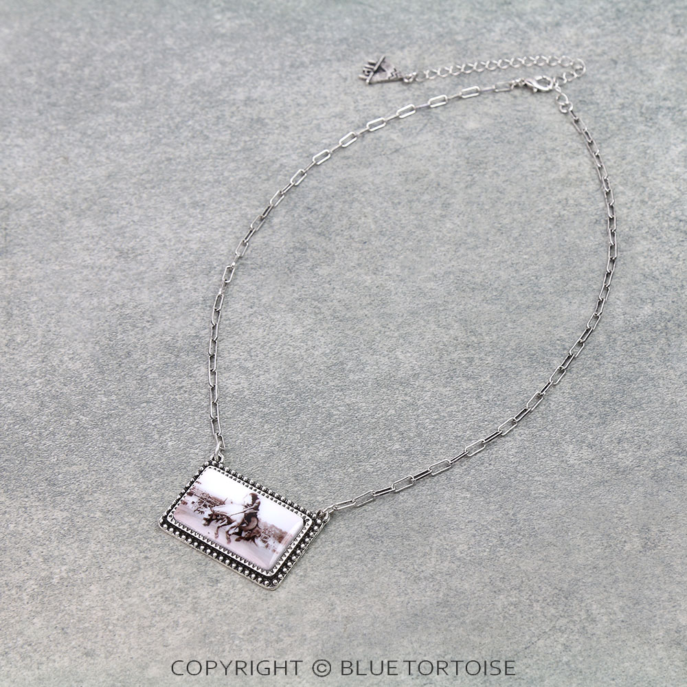 Western Rodeo Portrait Necklace