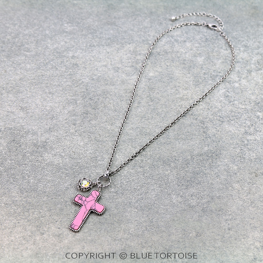 Western Cross Stone Necklace