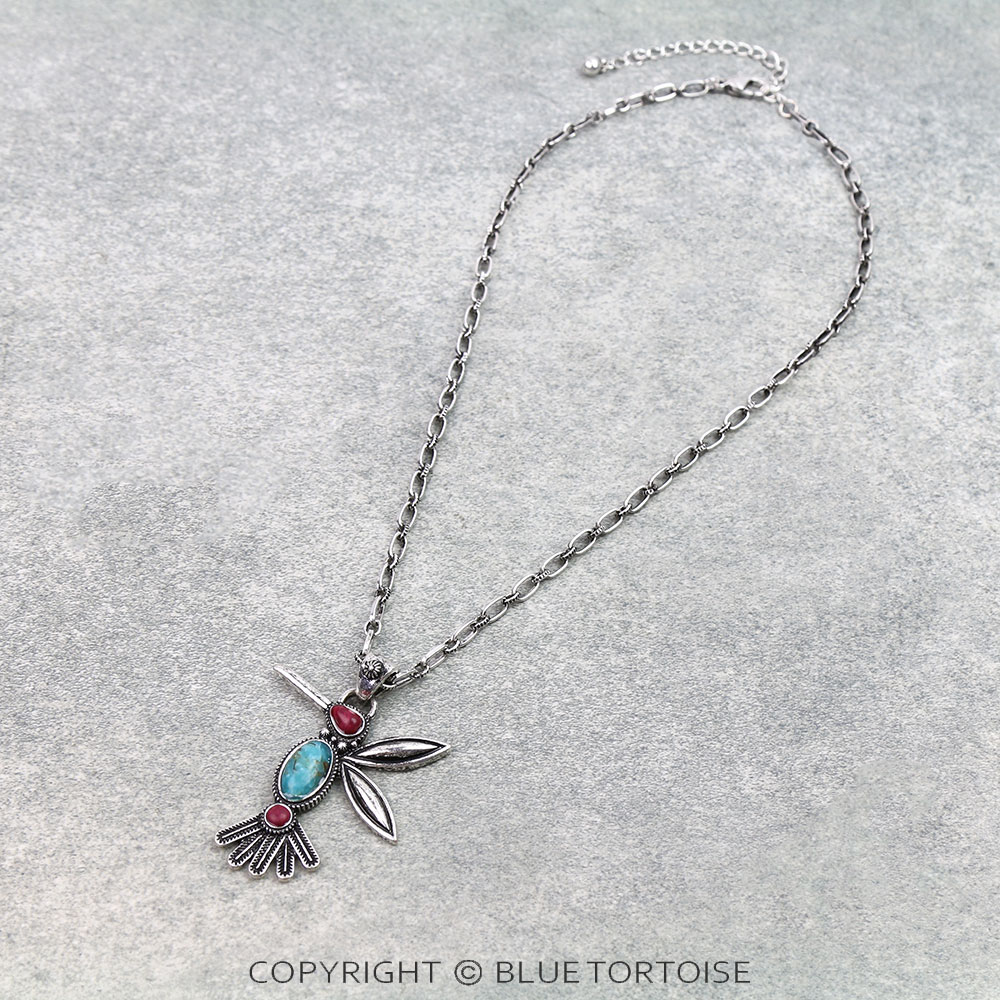 Western Hummingbird Semi Stone Necklace