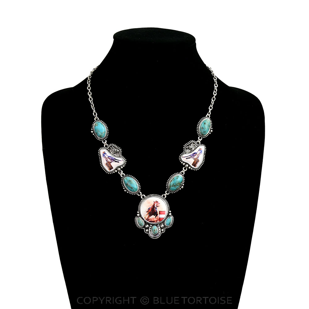 Western Barrel Race Print Necklace - Image 2