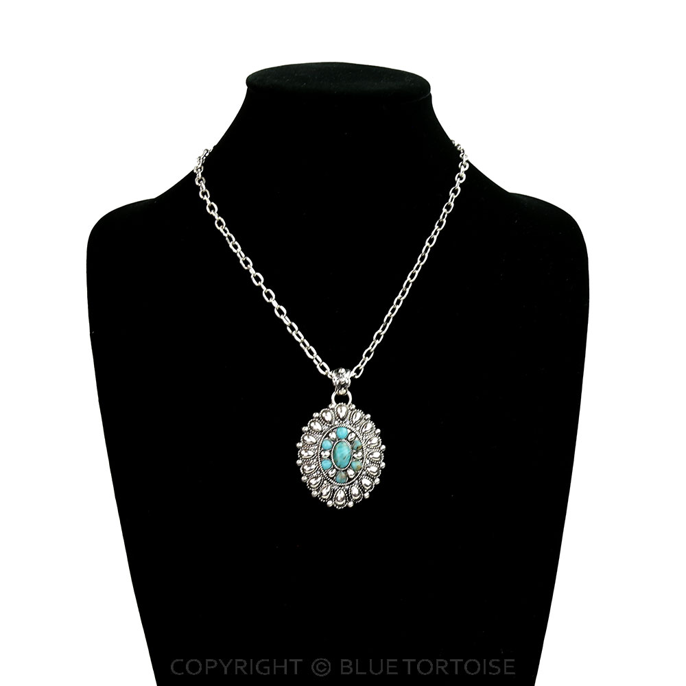 Western Concho Hand Stone Necklace - Image 2