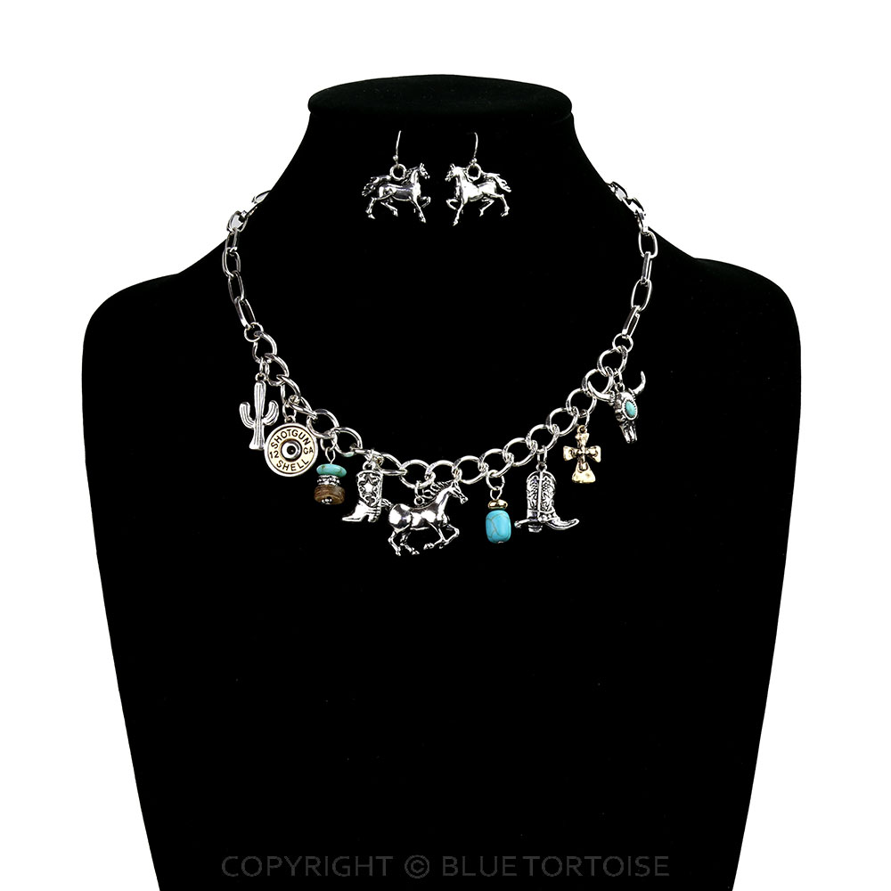 Western Horse Multi Charm Necklace Set - Image 2