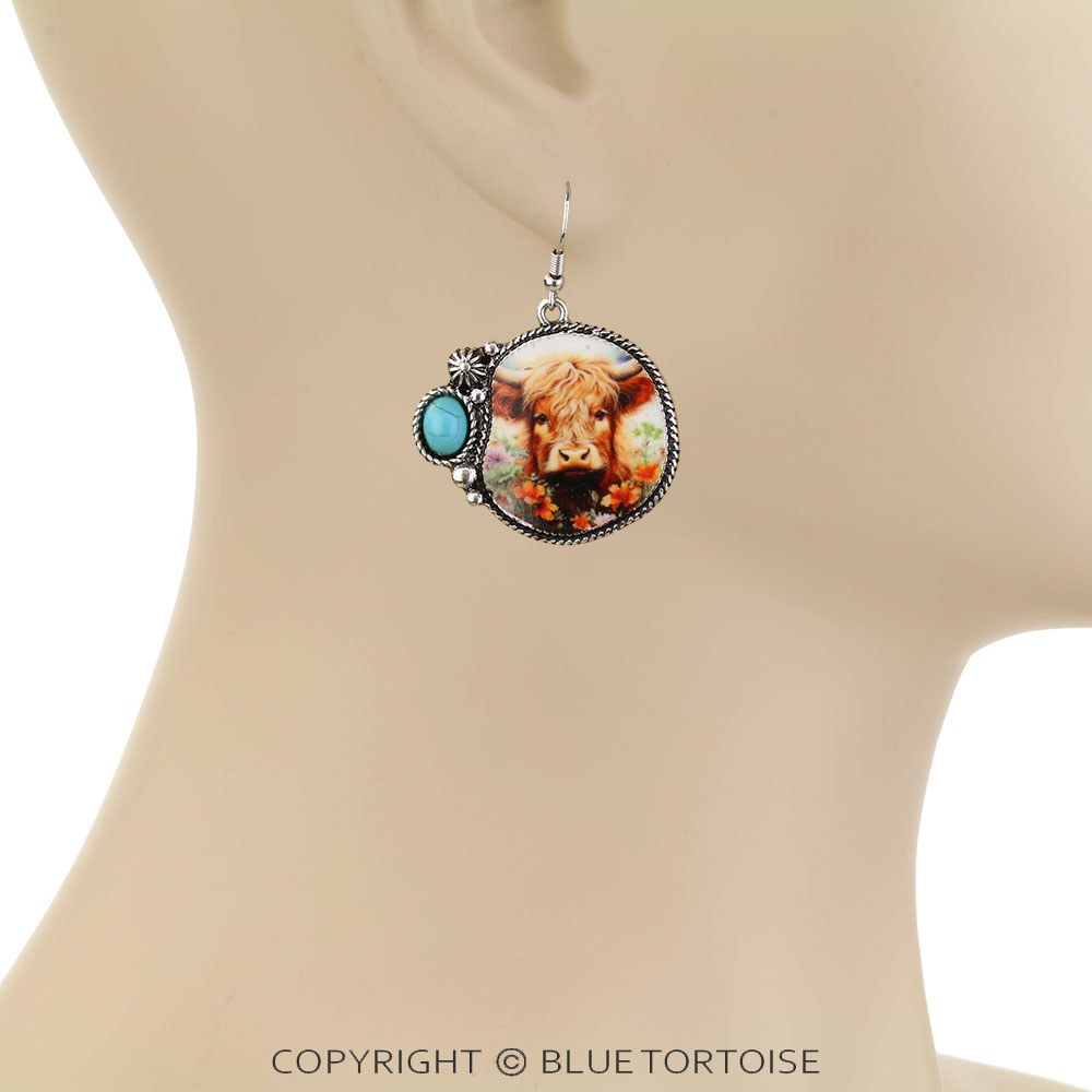 Farm Animal Printing Dangle Earrings - Image 2