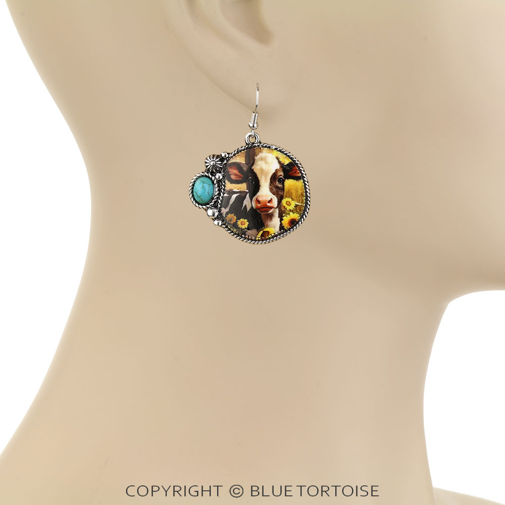Farm Animal Printing Dangle Earrings - Image 2