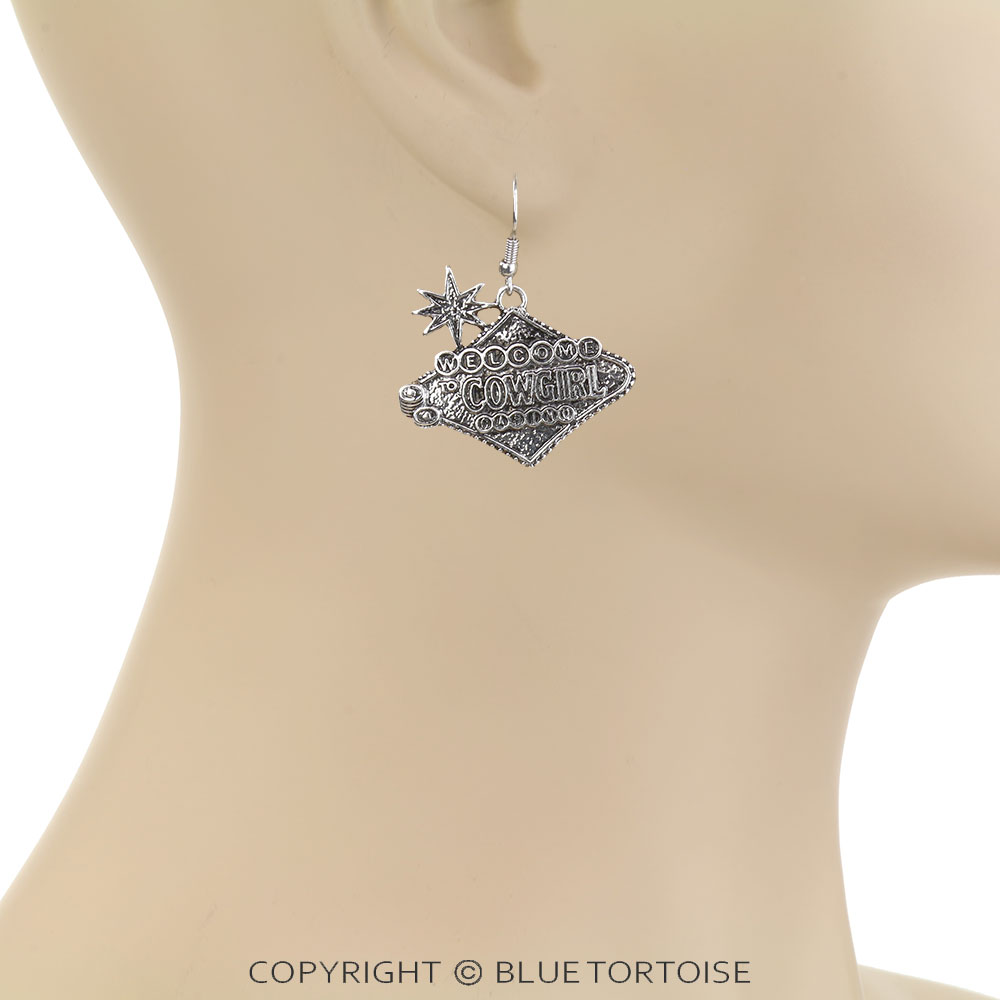 Western Las Vegas Sign Dangle Earrings - Image 2