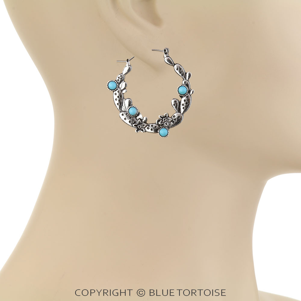 Western Cactus Hoop Earrings - Image 2