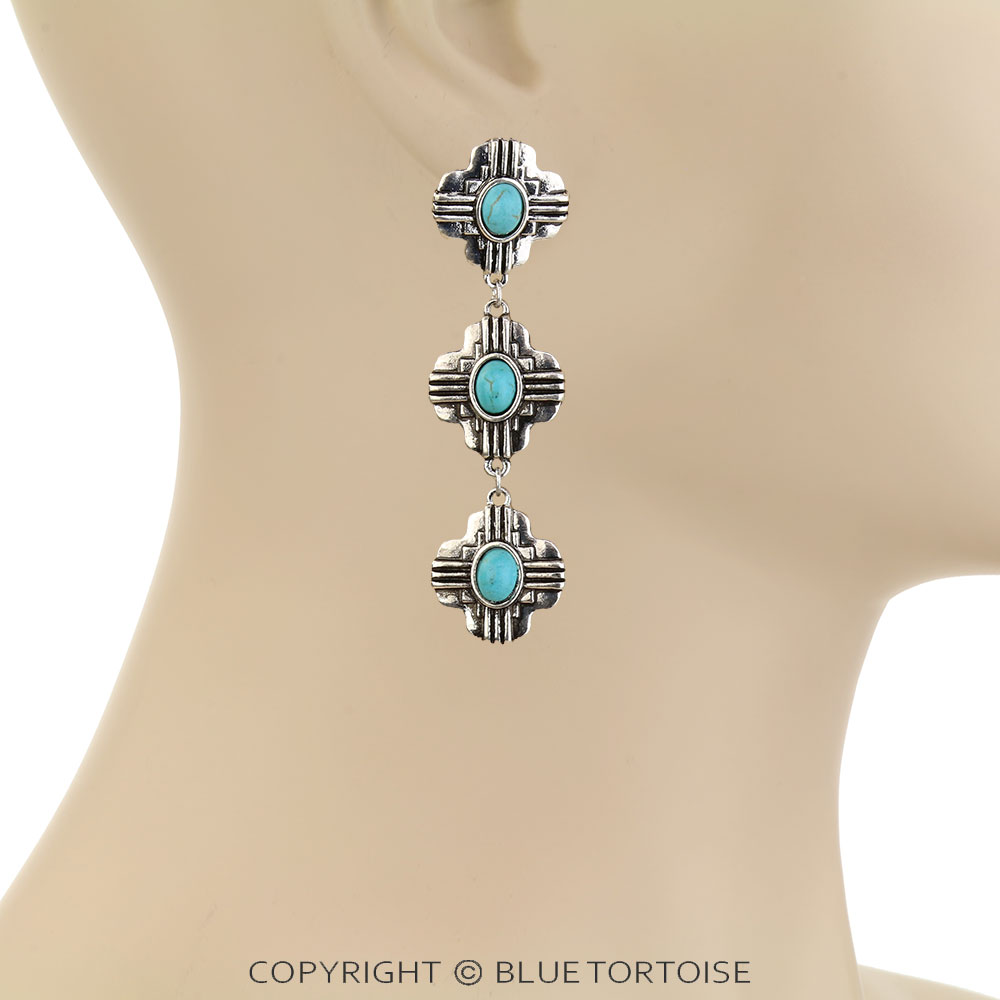 Western Zia Sun Drop Stud Earrings - Image 2