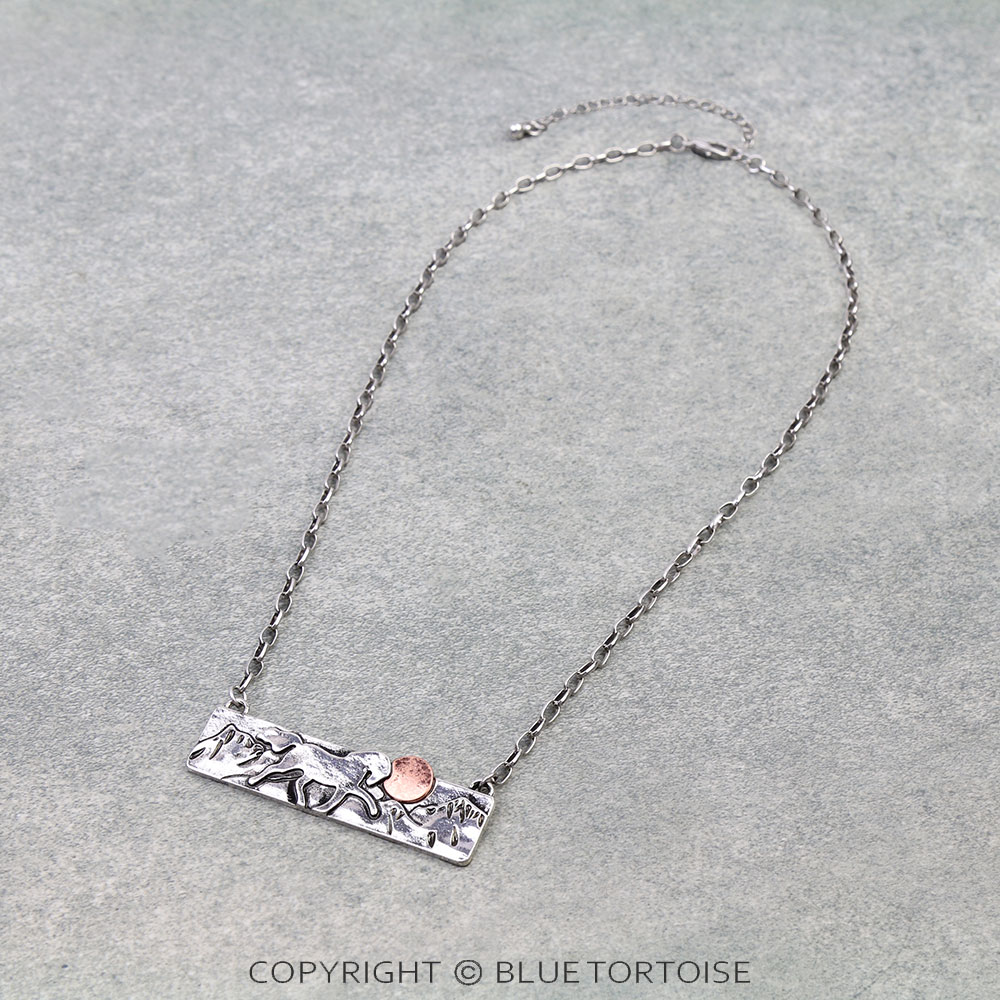 Western Horse Scenery Bar Necklace