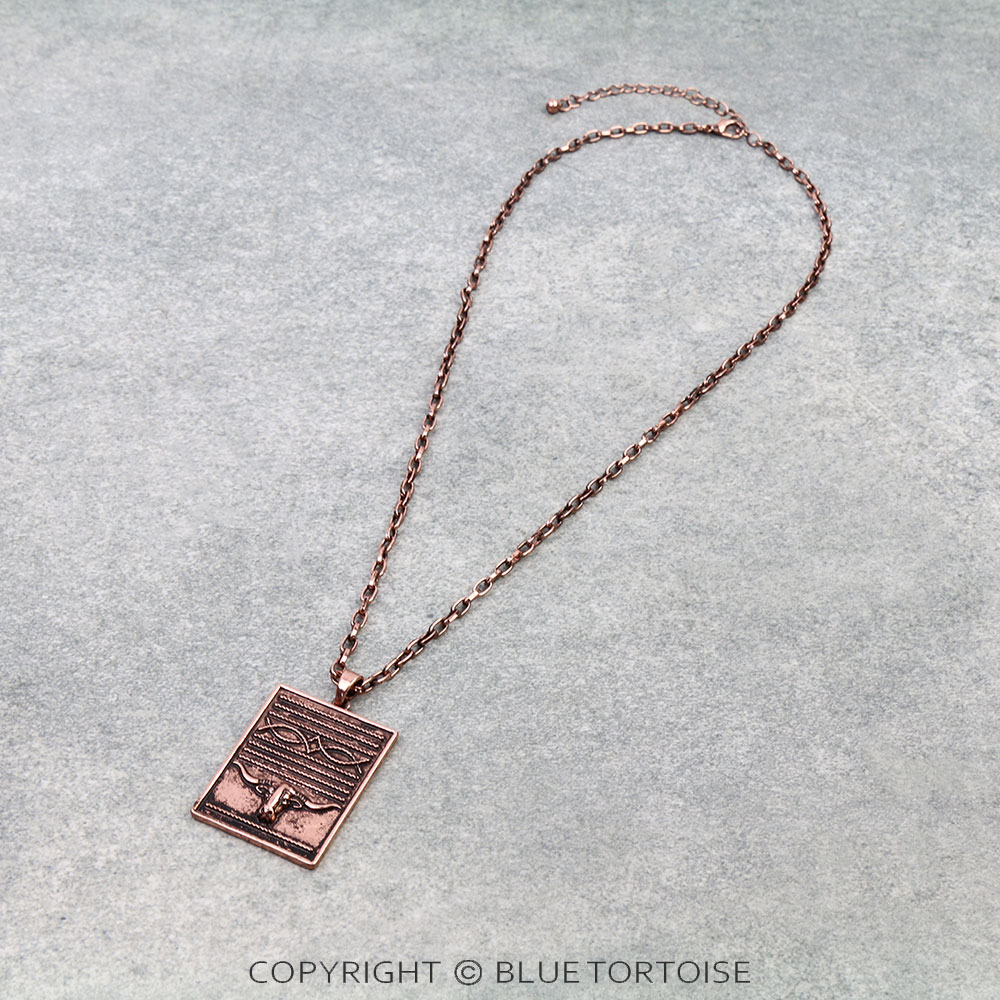 Western Steer Head Boot Stitch Necklace