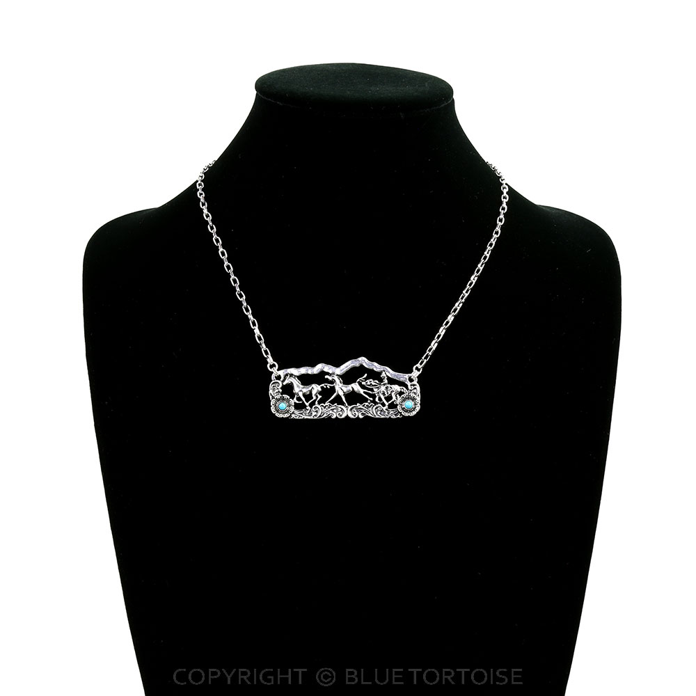 Western Cowgirl and Horse Scenery Necklace - Image 2