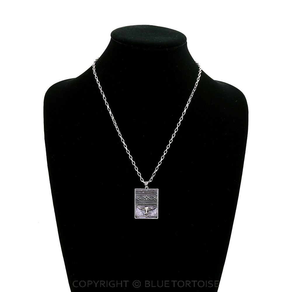 Western Steer Head Boot Stitch Necklace - Image 2