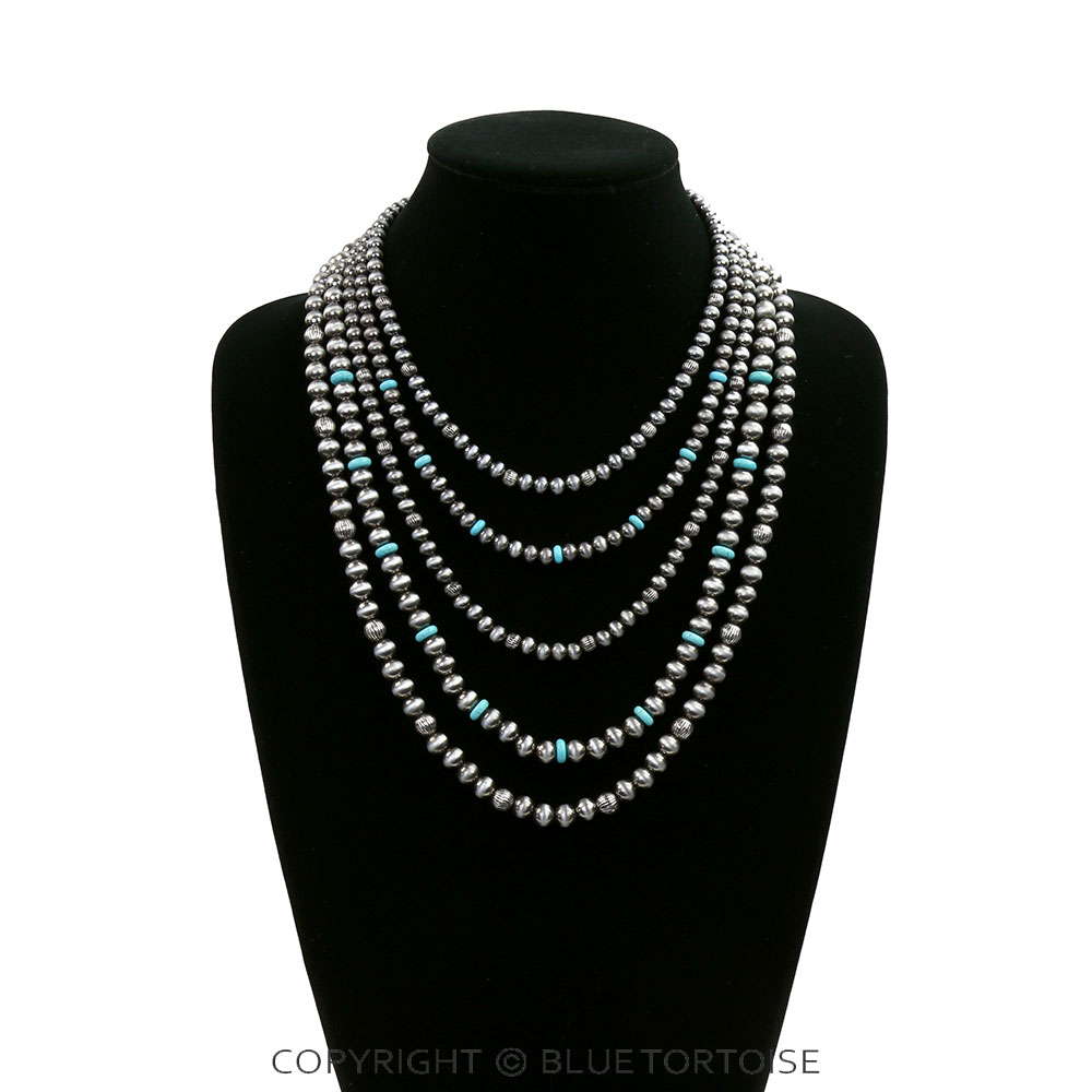 5 Row Navajo Style Pearl Necklace - Image 2
