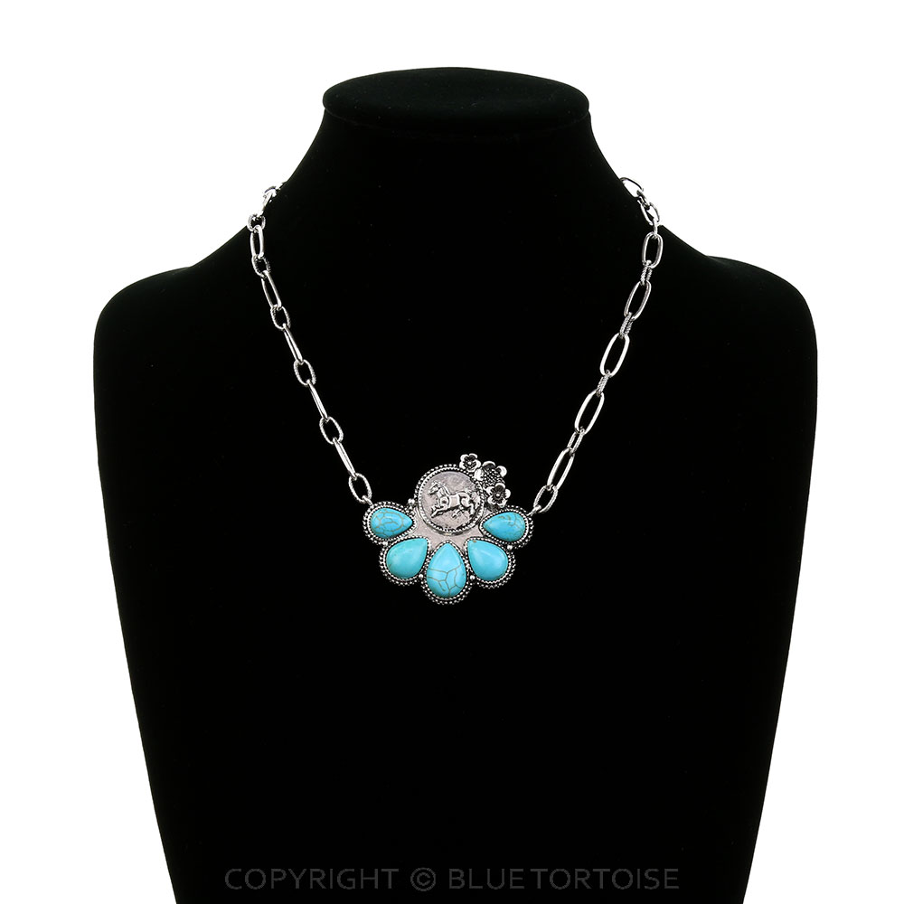 Western Flower TXR Horse Coin Necklace - Image 2