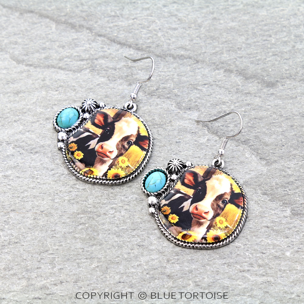 Farm Animal Printing Dangle Earrings