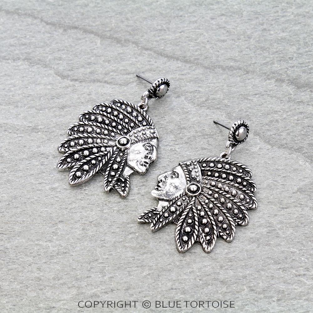 Western Ball TXR Indian Head Stud Earrings