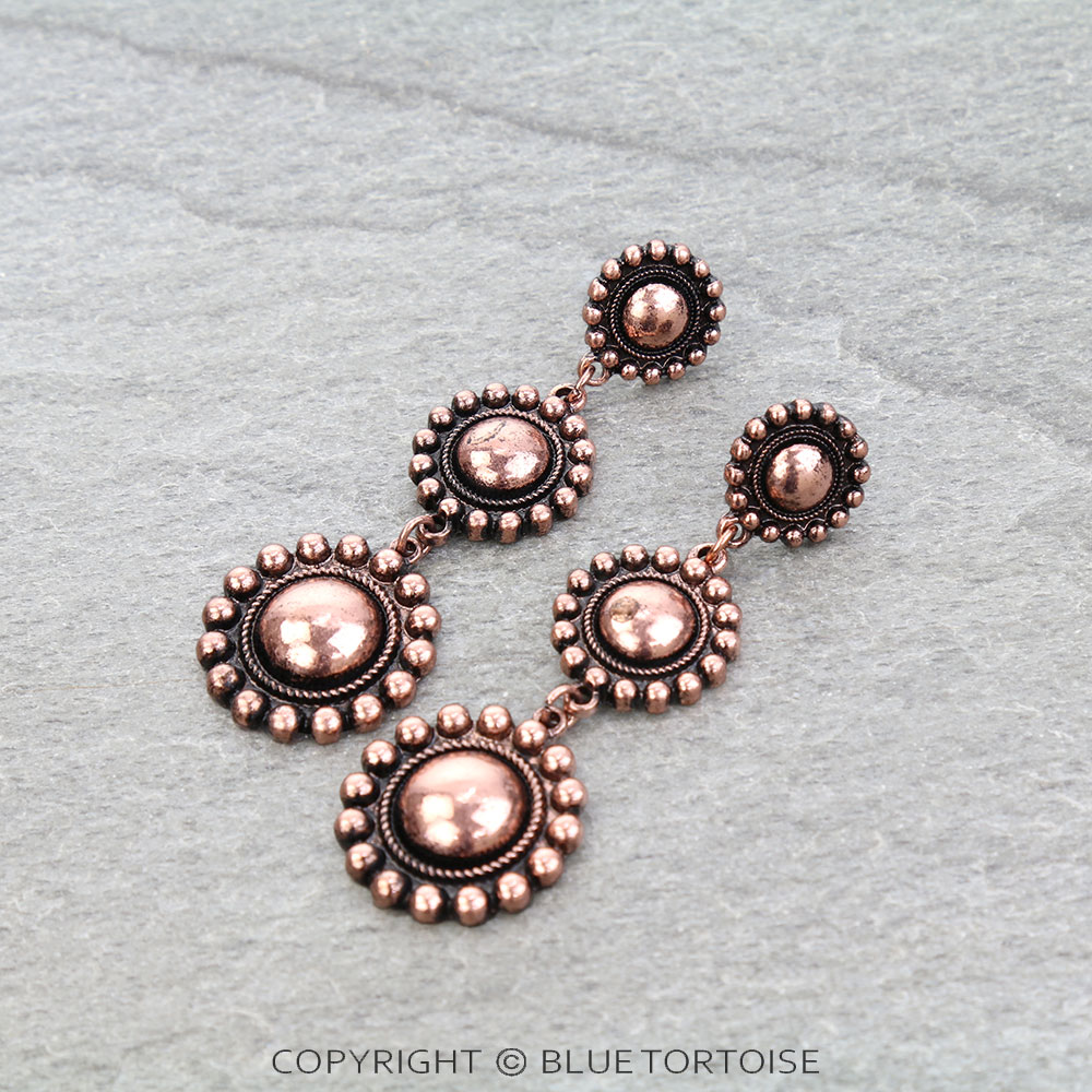 Western Ball TXR Round Drop Stud Earrings