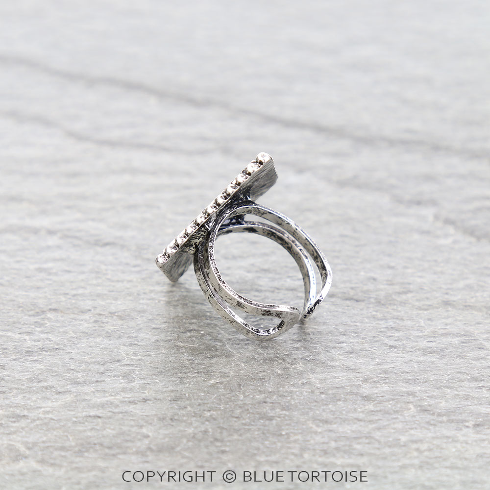 Western Boot Stitch Diamond Cuff Ring - Image 2