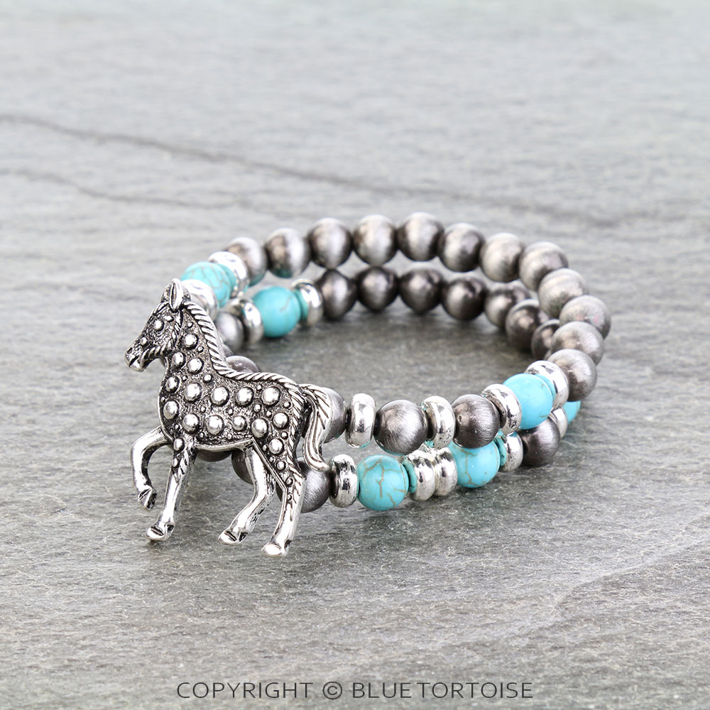 2 Layered Ball TXR Horse Stretch Bracelet - Image 2