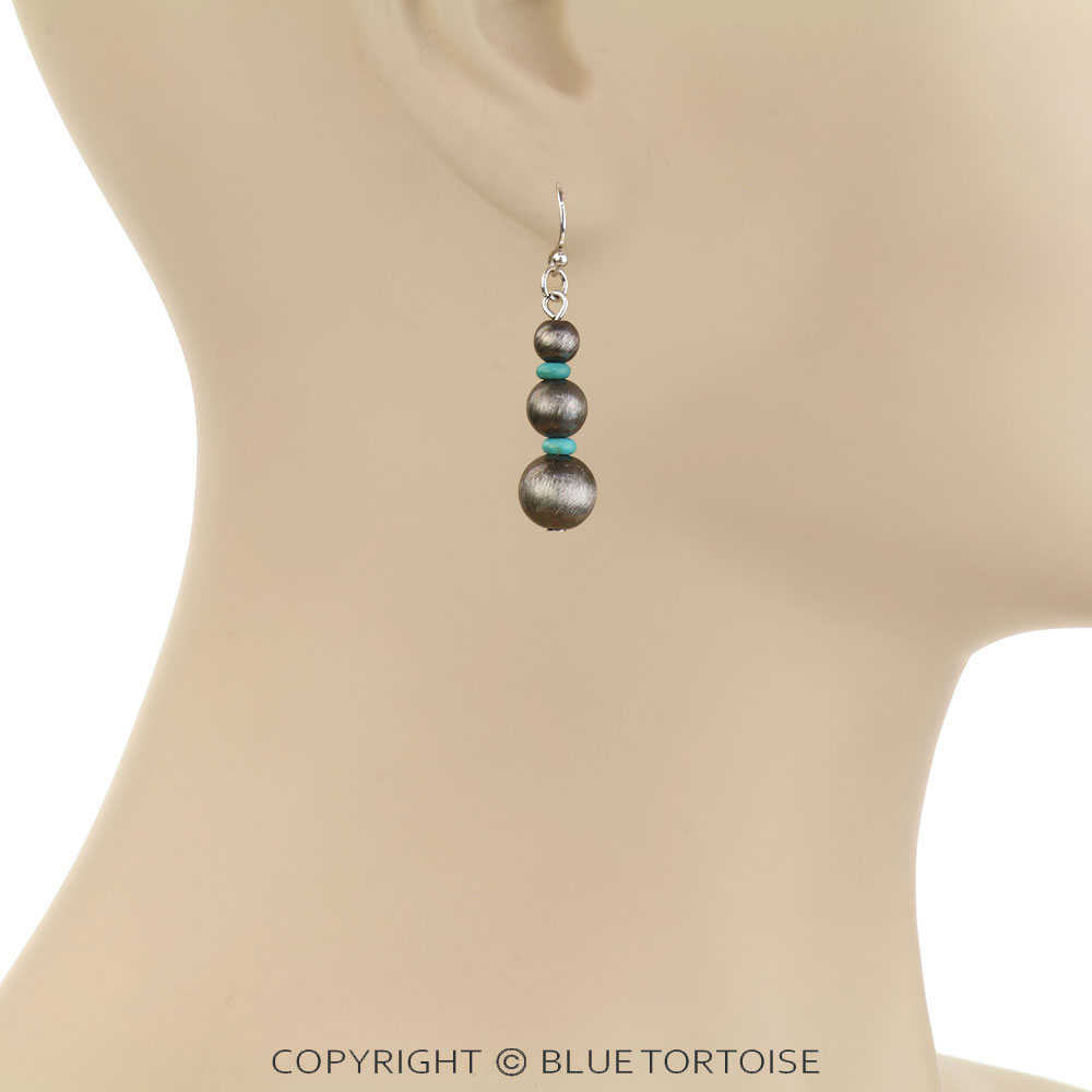 Navajo Style Pearl Dangle Earrings - Image 2