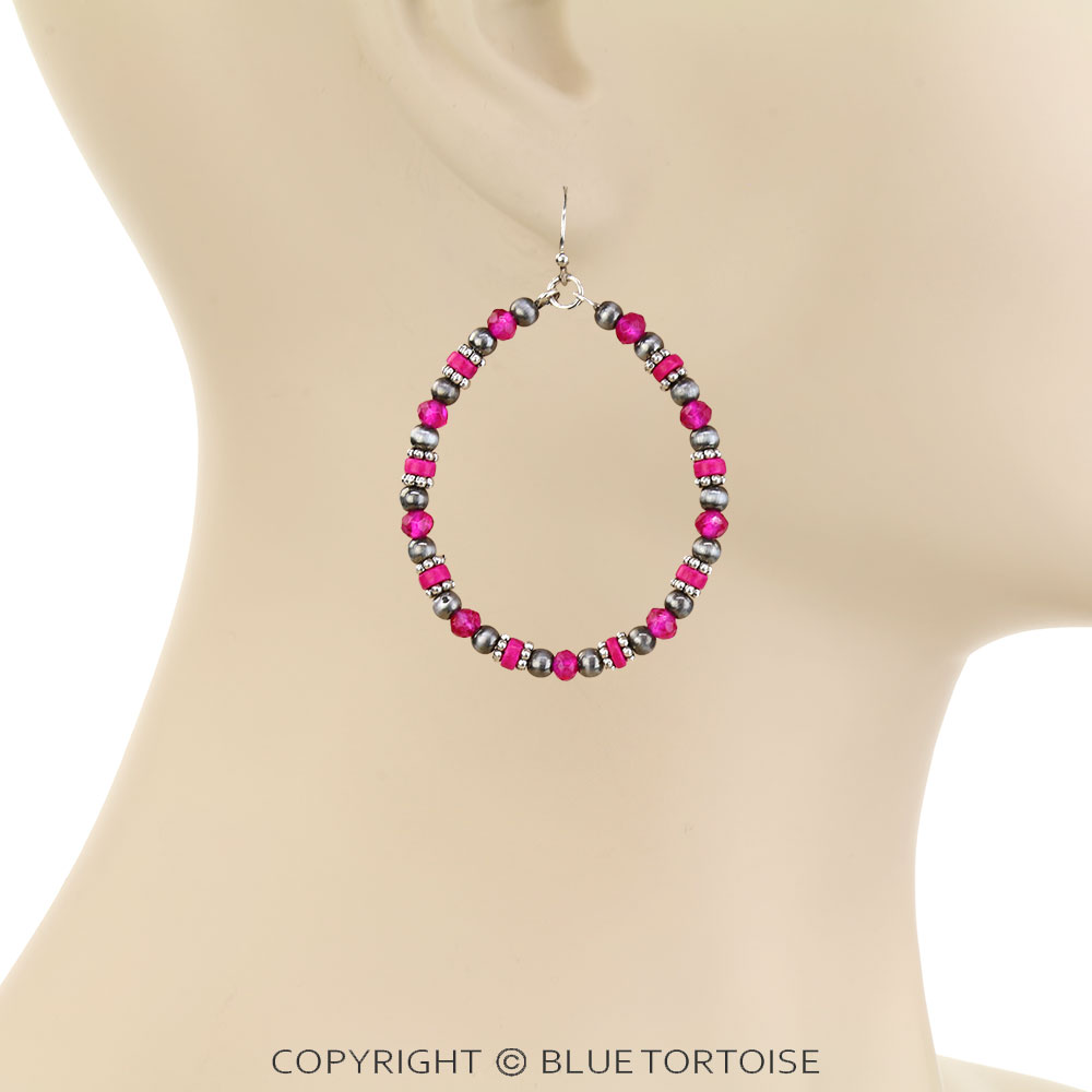 Western Mixed Bead Teardrop Dangle Earrings - Image 2