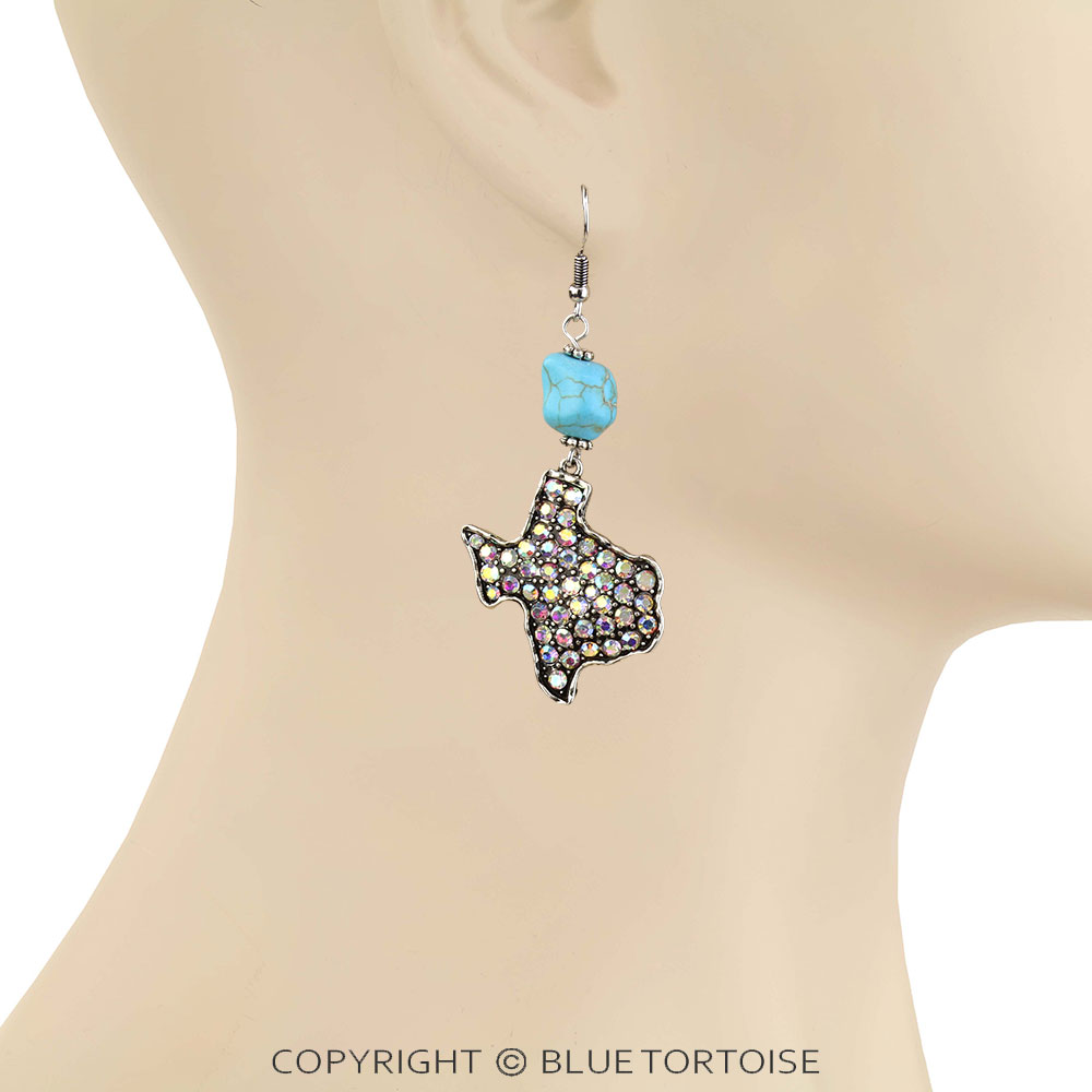 Western Texas Map Stone Dangle Earrings - Image 2
