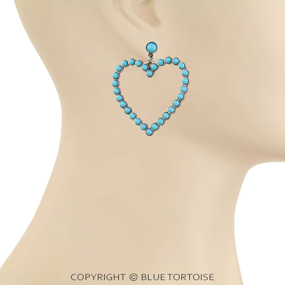Western Heart Stone Stud Earrings - Image 2