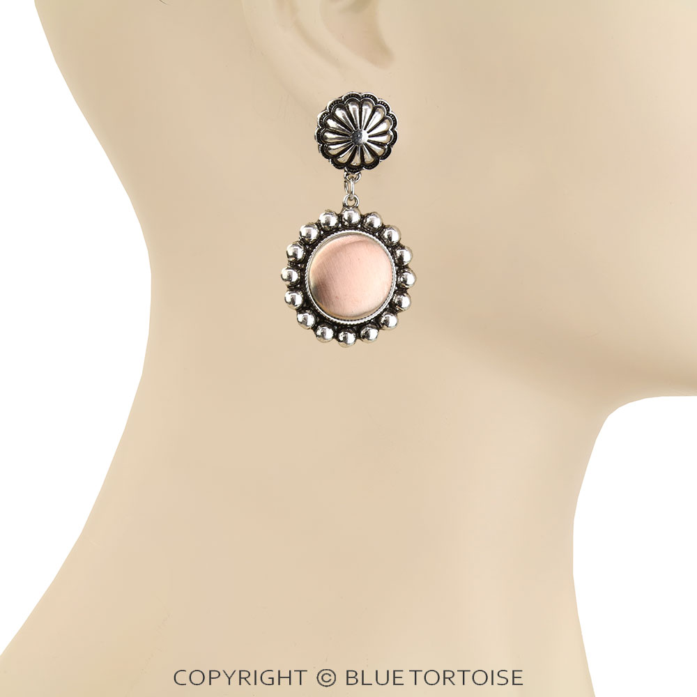 Western Brushed Round Concho Stud Earrings - Image 2