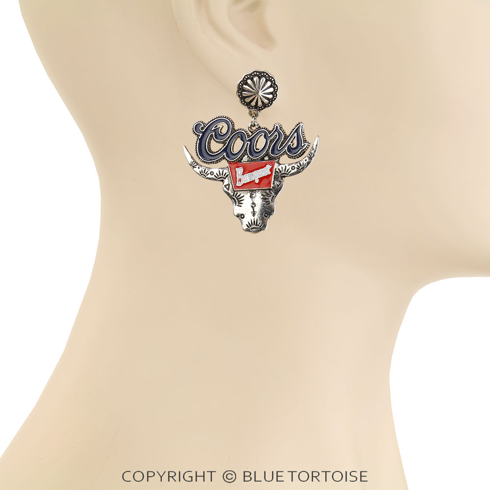 Western Epoxy Beer Logo Stud Earrings - Image 2