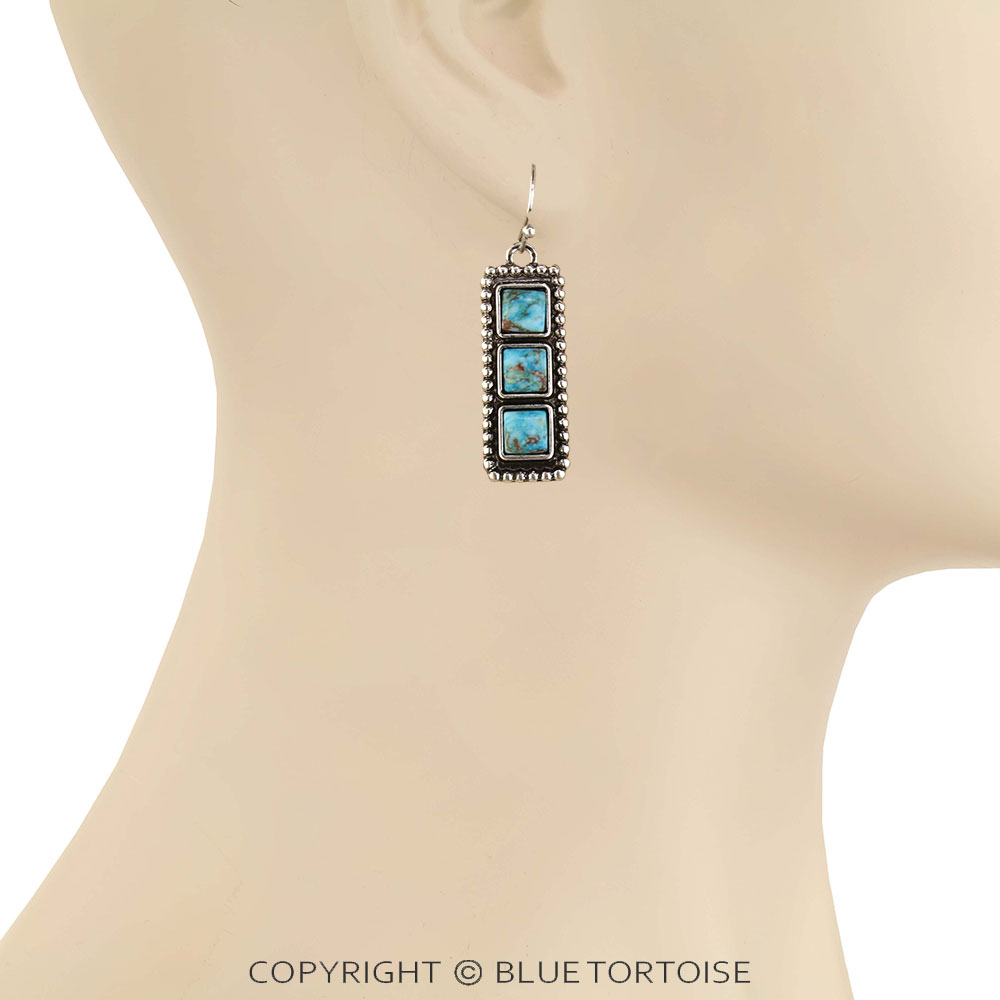 Western Bar Stone Dangle Earrings - Image 2