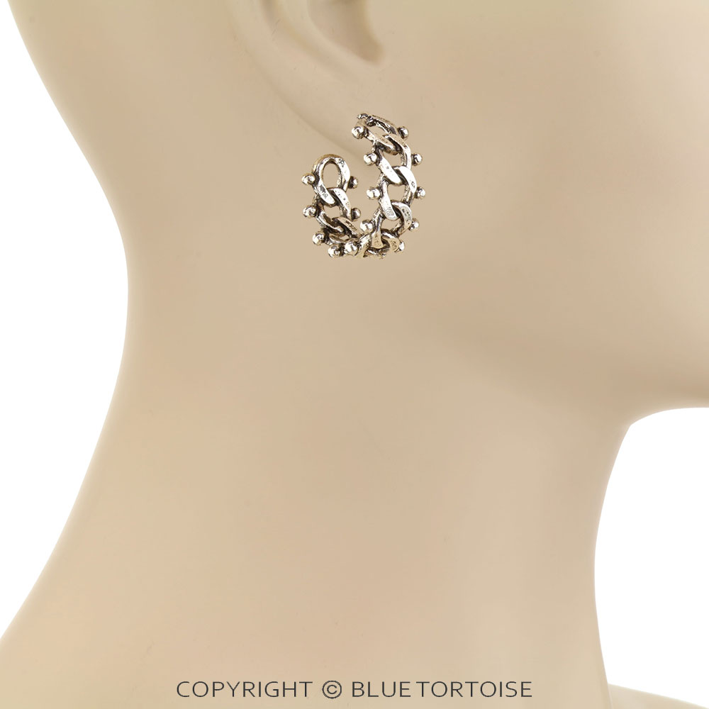 Western Ball TXR Chain Hoop Earrings - Image 2
