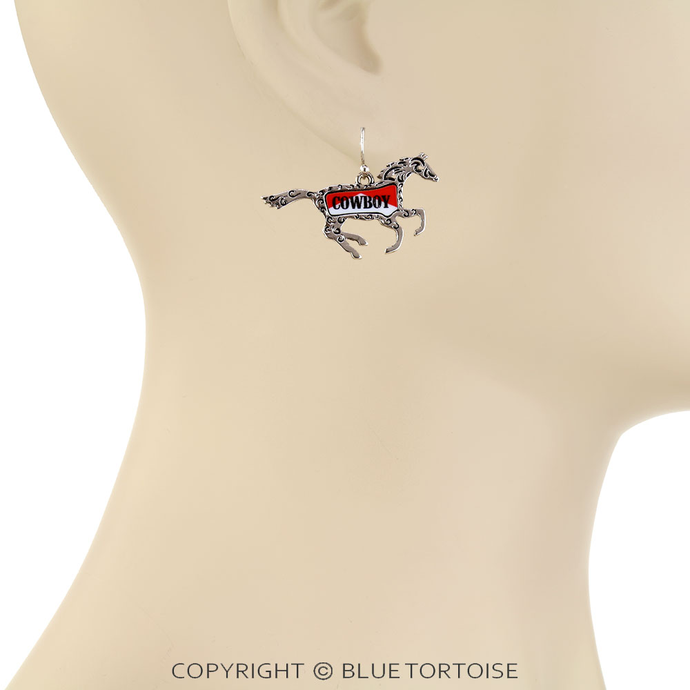 Western Cowboy Horse Dangle Earrings - Image 2