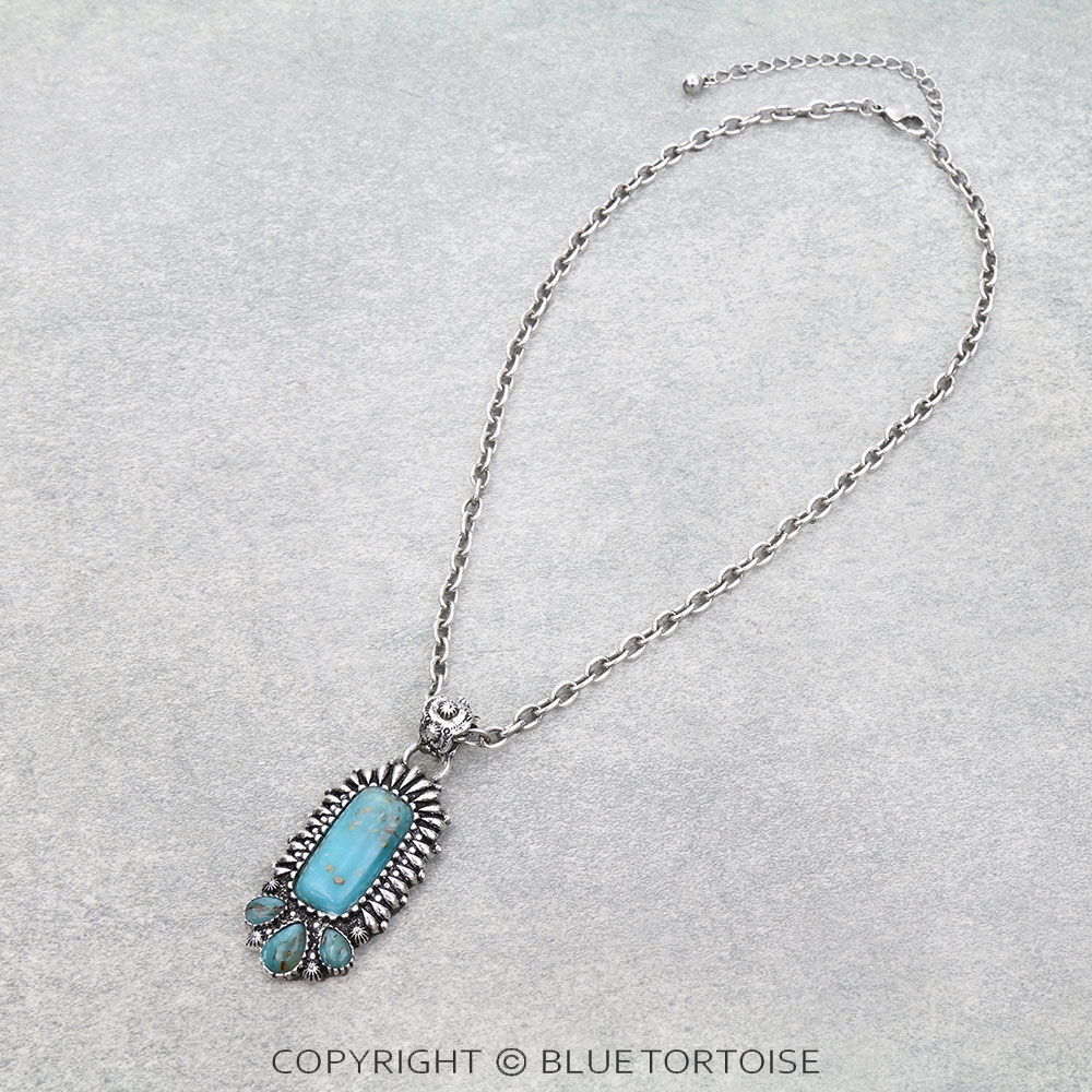 Western Concho Hand Stone Necklace
