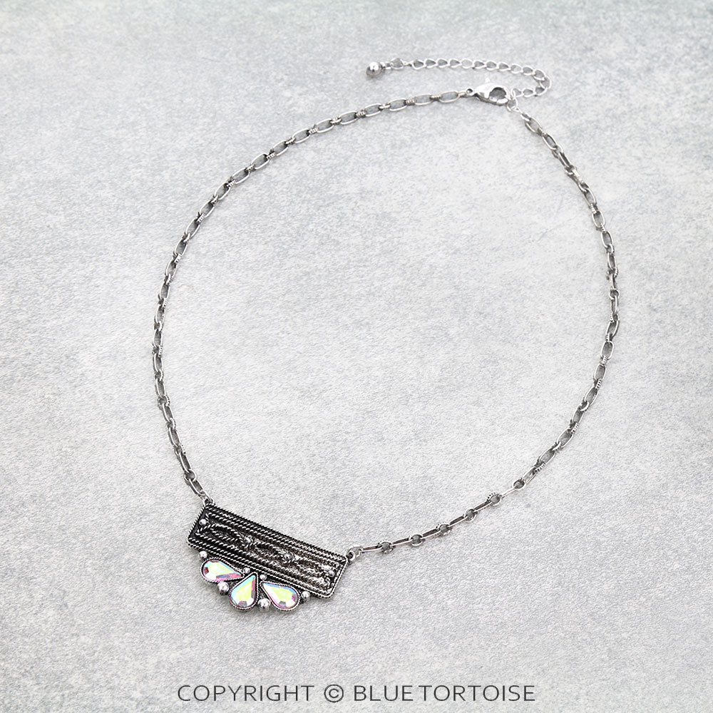 Western Boot Stitch Stone Necklace