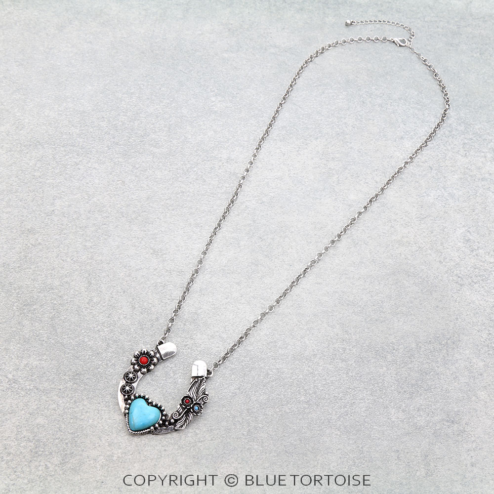 Western Horseshoe Heart Necklace