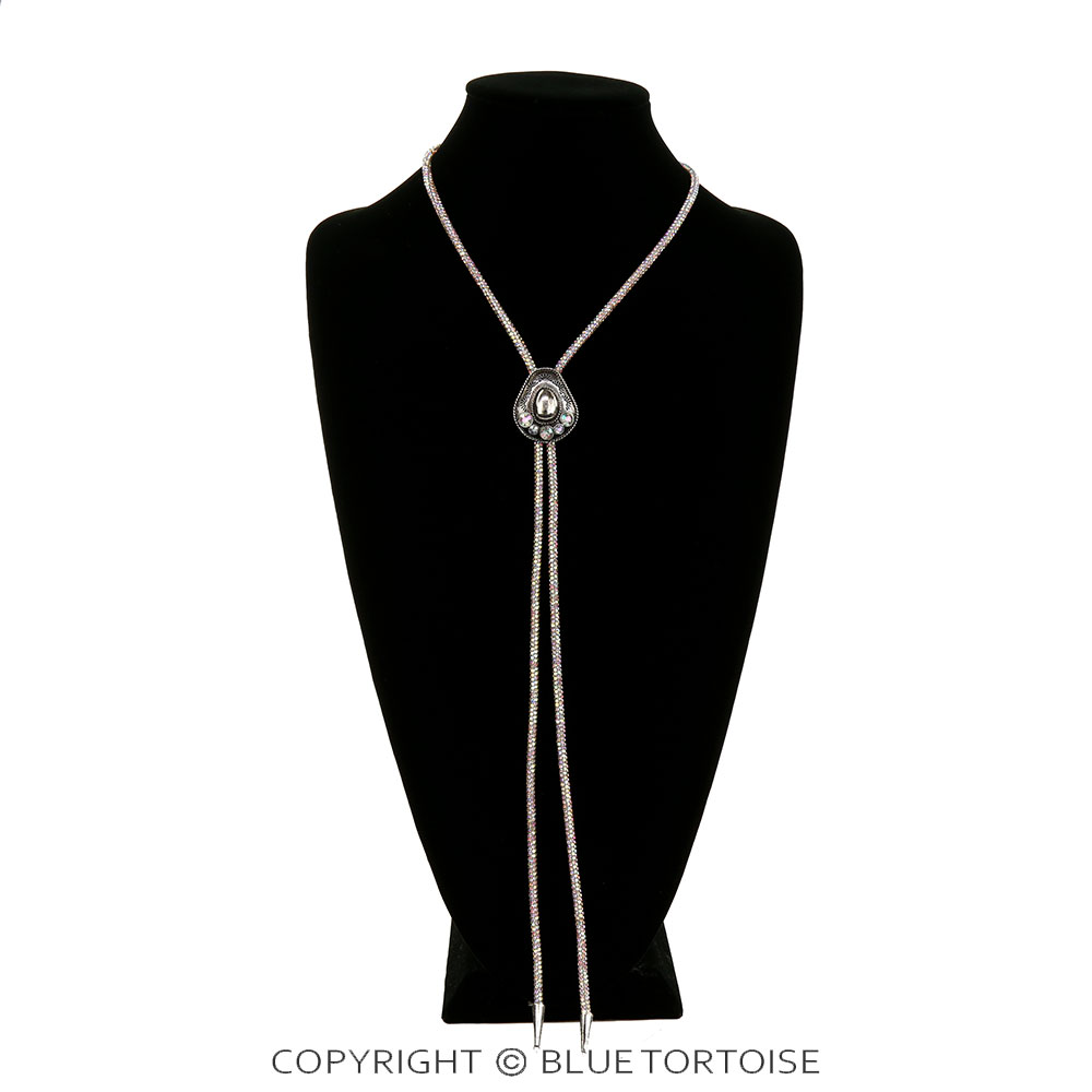 Western Glitter Cowboy Hat Bolo Necklace - Image 2